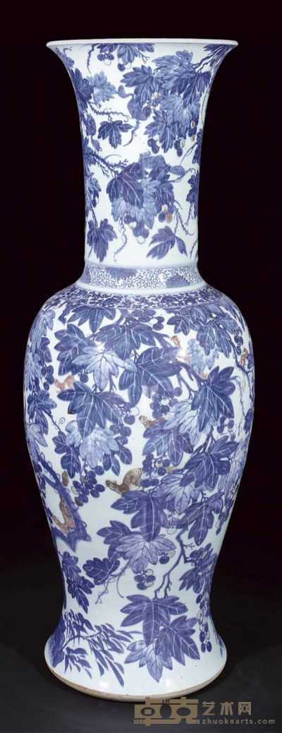 Kangxi A large underglaze blue white and copper red baluster vase 